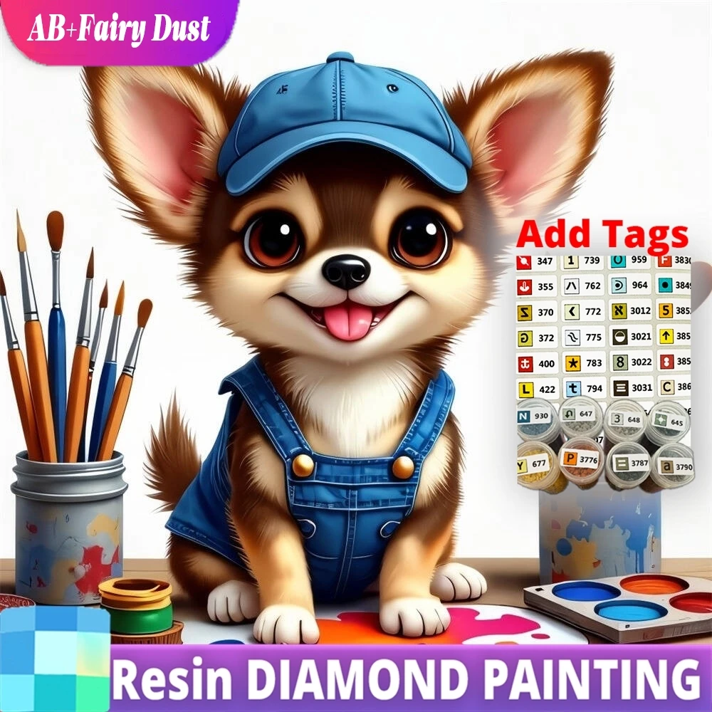 

Resin AB Fairy Dust Dog Diamond Painting Animal DIY Acrylic Craft Supplies Cartoon Mosaic Cross Stitch Child Hobby