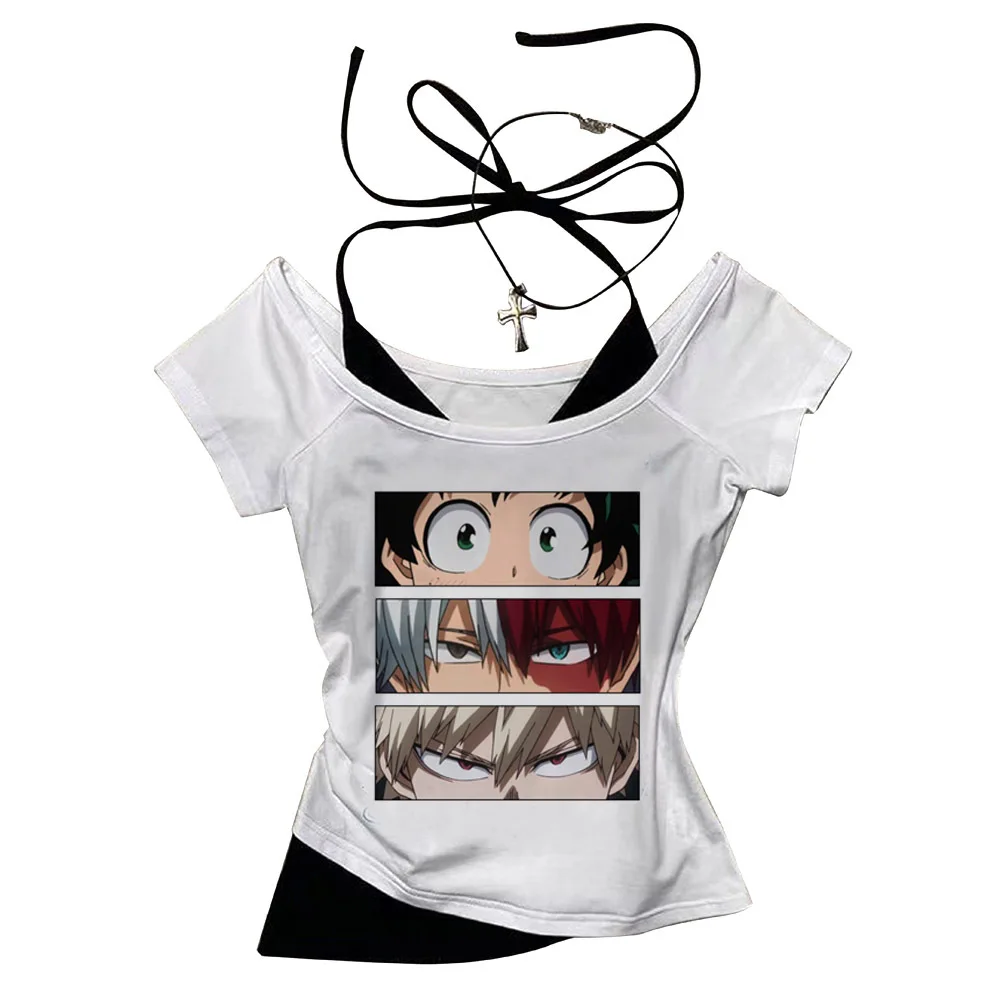 My Hero Academia crop top coqueta Hada lindo gótico Slim Fit lindo harajuku Grunge gyaru adolescentes camisetas
