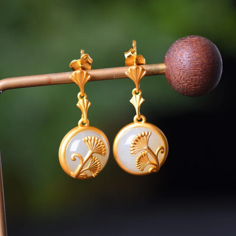 

Серьги-иглы из стерлингового серебра в стиле барокко Hetian Jade