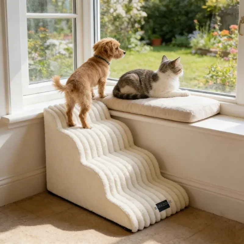 Animal Suede Foam-Filled Pet Stairs Detachable Washable Non-Slip Slope Simple Design Small Medium Dogs Climbing Ladder