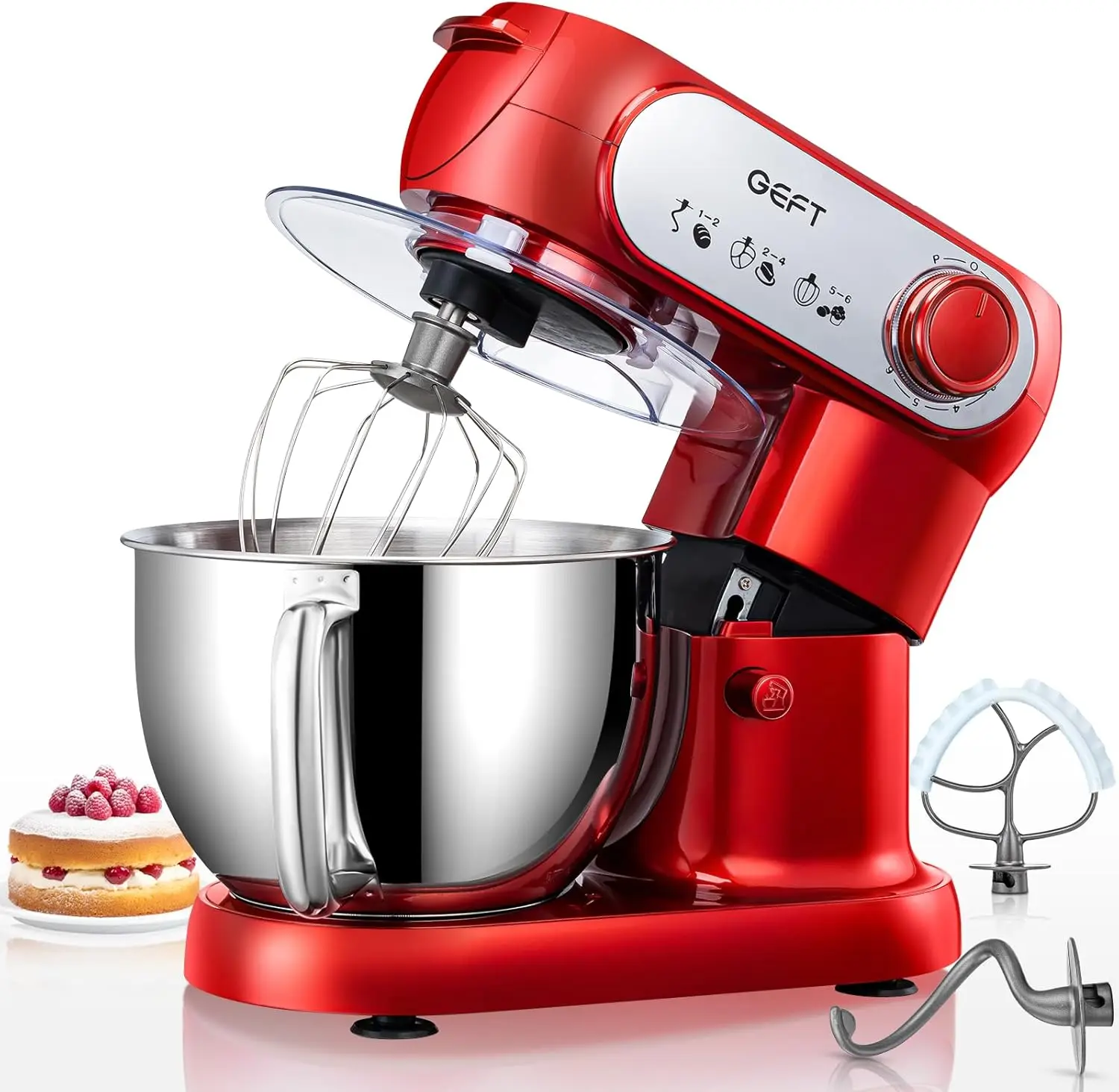 Stand Mixer, 6 QT 600W Tilt-Head Dough Mixer, 6+P speed Mixers Kitchen Electric Stand Mixer with Stainless Steel Bowl,Dough Hook