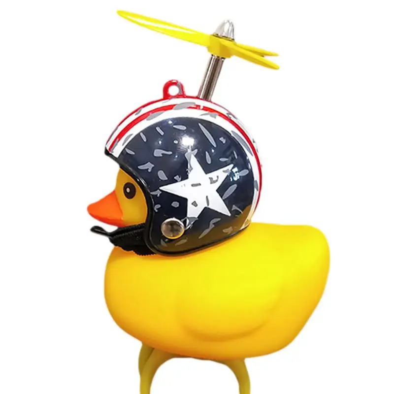 Rubber Duck Car Ornaments Small Yellow Duck Car Dashboard Decorations BIcycle Motorcycle with Propeller Helmet Without Lights