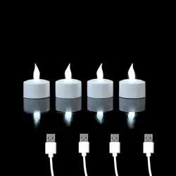 2/3/4/5 Pieces Rechargeable Decorative Tealights With USB Charge,Flameless LED Birthday Candles For Room Decoration