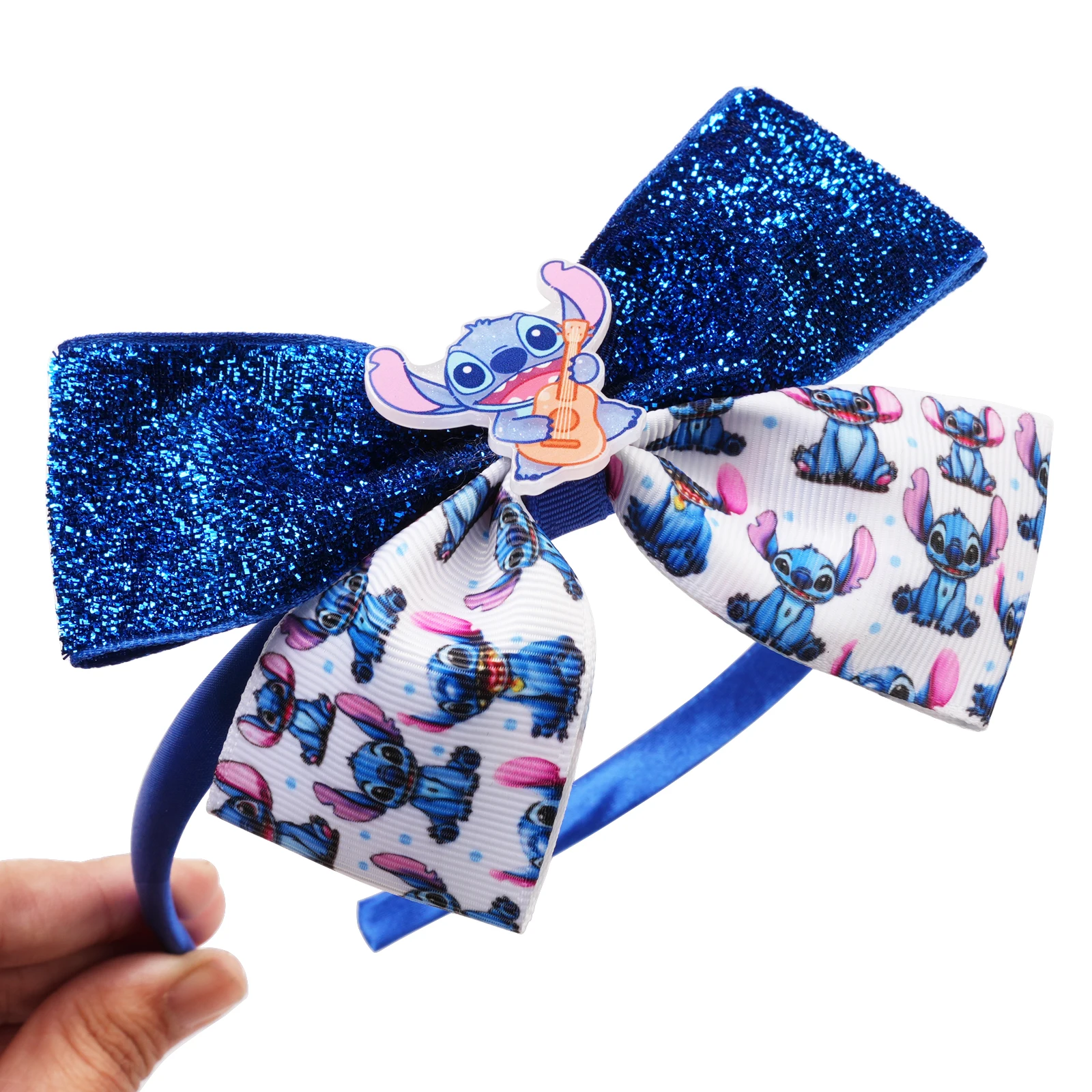 1 Stück Niedliches Stitch Schleifenstirnband Glitzer Cartoon Anime Haarreif für Kinder Mädchen Geburtstag Party Cosplay Tägliches Tragen Haaraccessoires