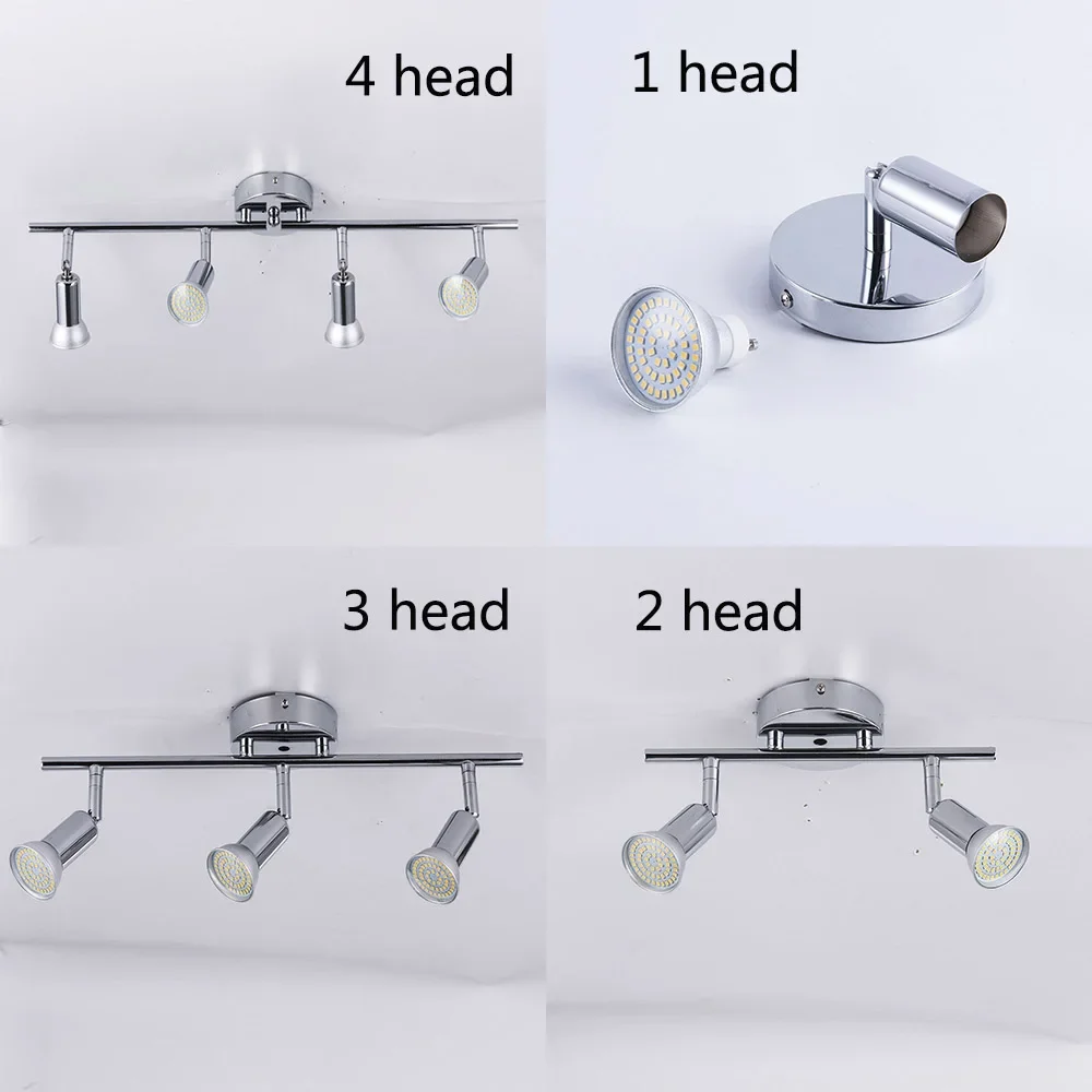 Imagem -03 - Luz de Teto Led Ajustável com Cabeças Gu10 Ângulo Rotativo Lâmpada Preta e Prateada para Sala e Quarto Iluminação Local ac 110v240v