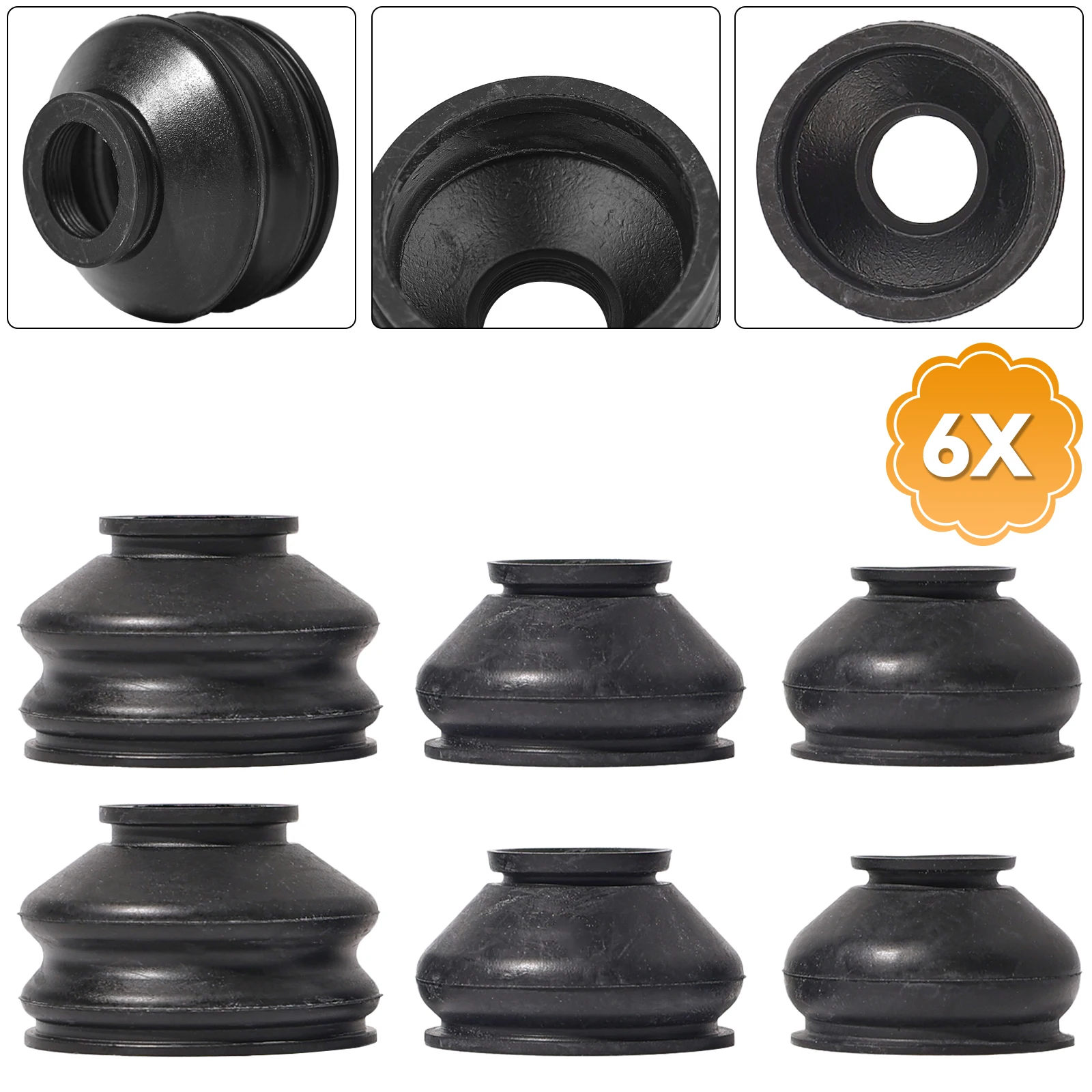 6Pcs Universal Turn To Rod Arm Ball Joint Head Dust Protection Rubber Cover Track For Car Suspension Steering Parts Accessories