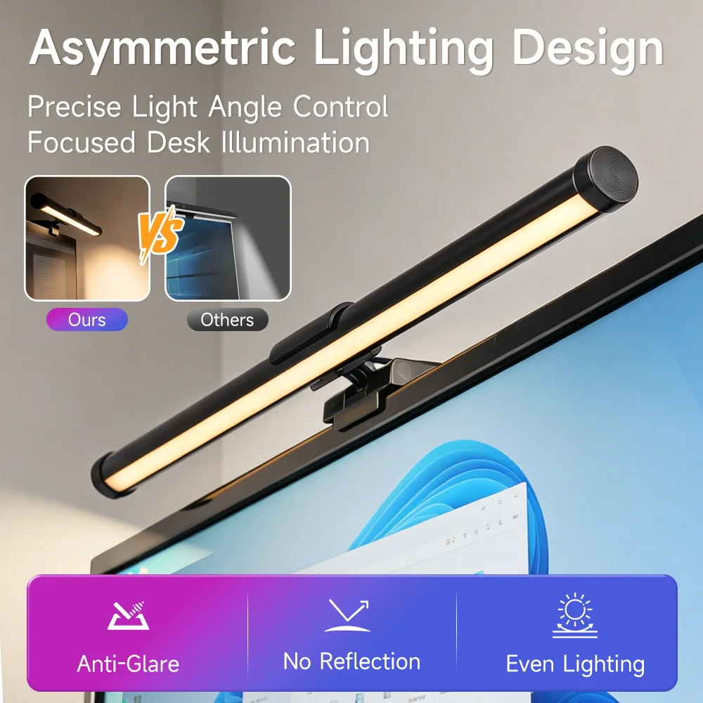 Screen Hanging Light LED Computer Monitor Light Bar Three colors + RGB Backlight Hanging Light 5V USB Reading Light