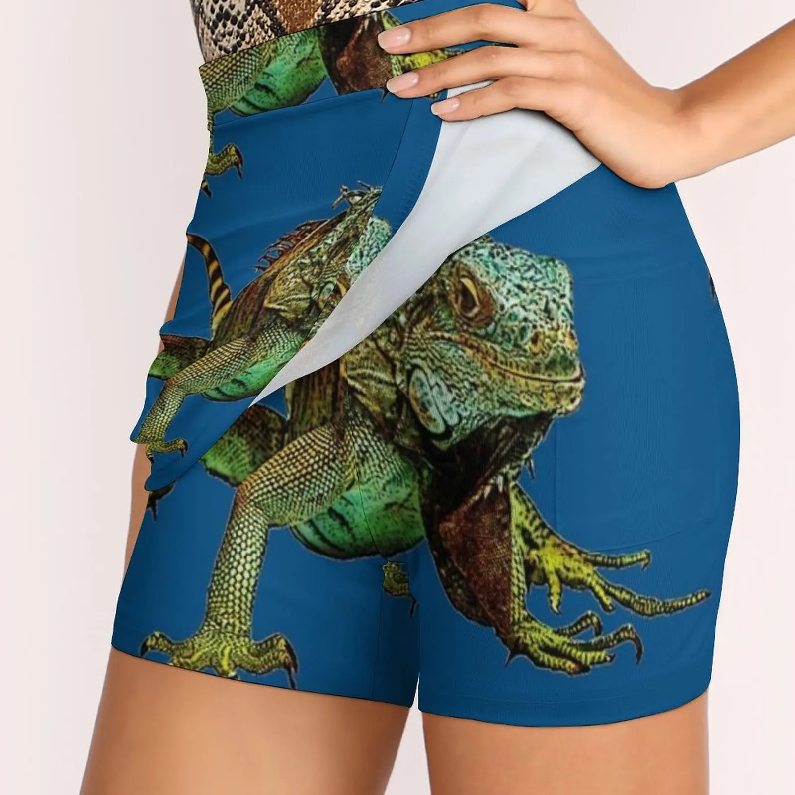 Blue Graphic Iguana gonna da donna Sport Skort gonna con tasca moda gonna stile coreano 4Xl gonne Iguana Lizard Iguanas