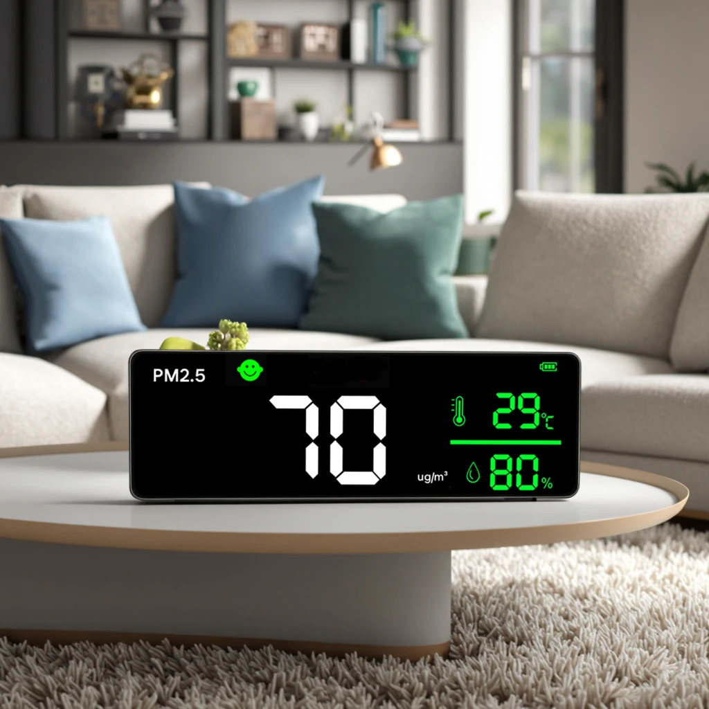 Wall Mount PM2.5 Detector Air Quality Monitor with Temperature Humidity 1 Year Warranty ABS Material