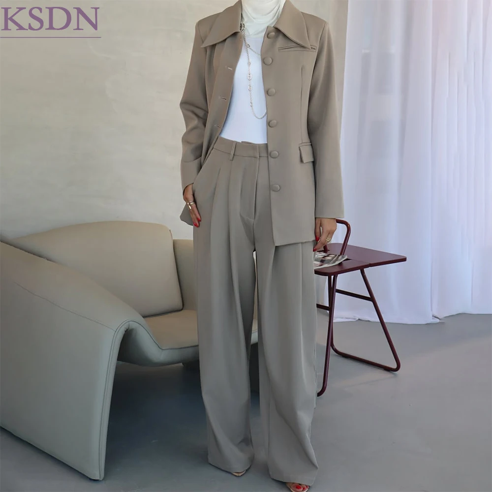 Luxury Dubai Women's Suits Stand Lapel Single Breasted Slim Fit Blazer High Quality Office Work 2 Piece Jacket Pants Outfits