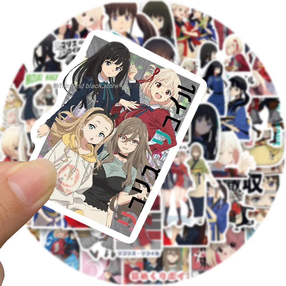 

10/30/50pcs Lycoris Recoil Anime Stickers Cute Nishikigi Chisato Inoue Takina Cartoon Decals DIY Scrapbook Laptop Phone Sticker