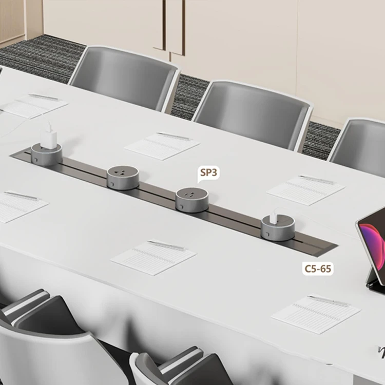 EU UK US Aluminum Power Track System Removable Wall Desk Mounted Rail Socket for Home and Office with Safety Lock Adapter