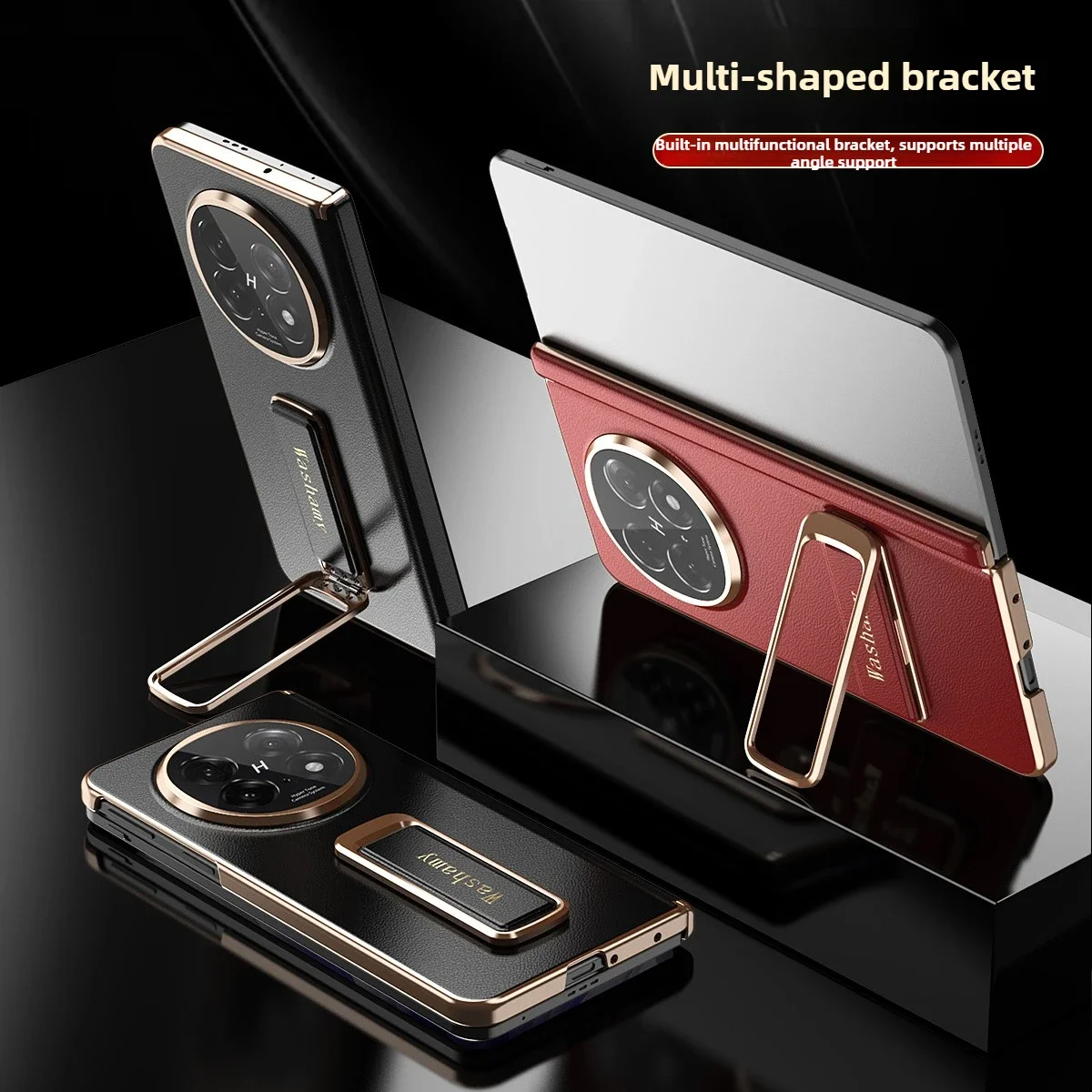 

Чехол для OPPO Find N5, роскошный магнитный гальванический чехол из натуральной яловой кожи, поворотный ремешок из сплава, кронштейн, корпус