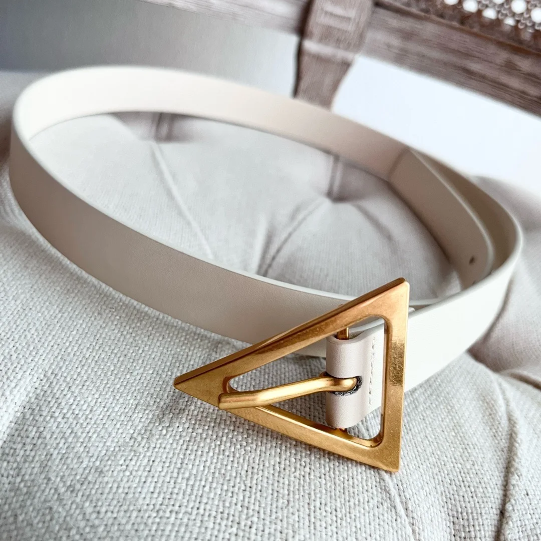 Fashion Leather Thin Belt For Women Triangle Buckle Waist Strap Luxury Designer Female Jeans Dress Trouser Decorative Waistband