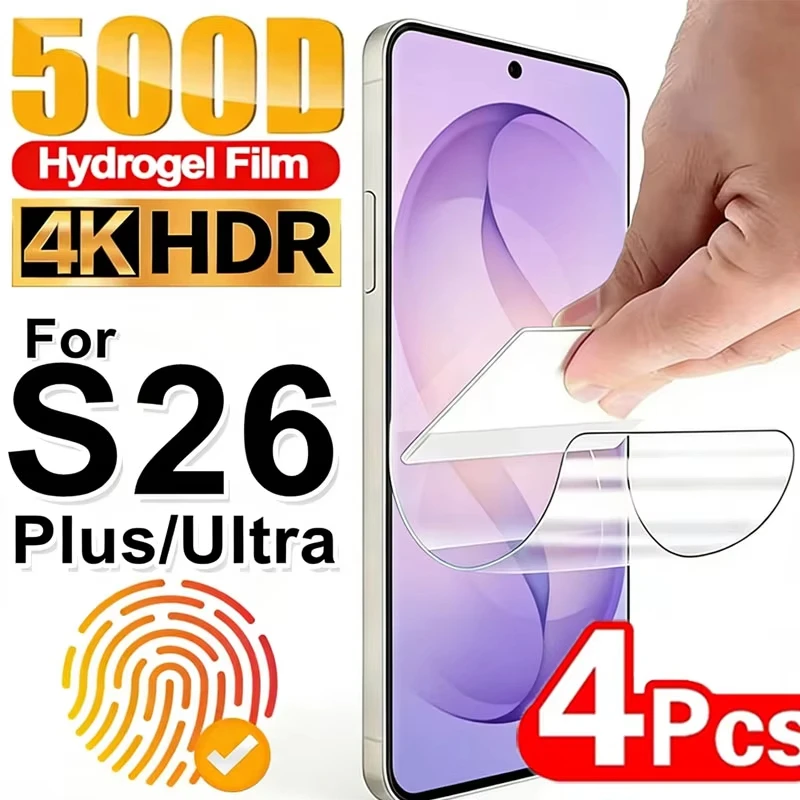 1-4 Peças Película Hidrogel Anti-Impressão Digital para Samsung Galaxy S26 Plus S26 Ultra S25 S24 S23 S22 S21 S20 FE S26 S26+ Protetor de Tela