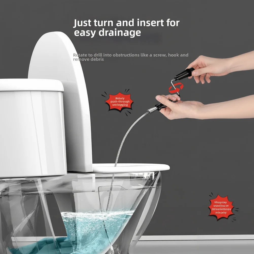 Home plumbing spiral drain opener flexible spring wire drain auger for sinks toilets bathtubs removes hair and debris