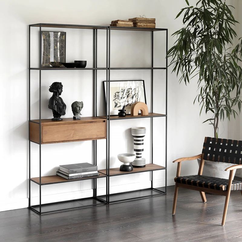 Modern Simple Bookshelf Nordic Iron Living Room Display Porch Partition Shelf Multi-layer Storage Cabinet Home Furniture WKBS