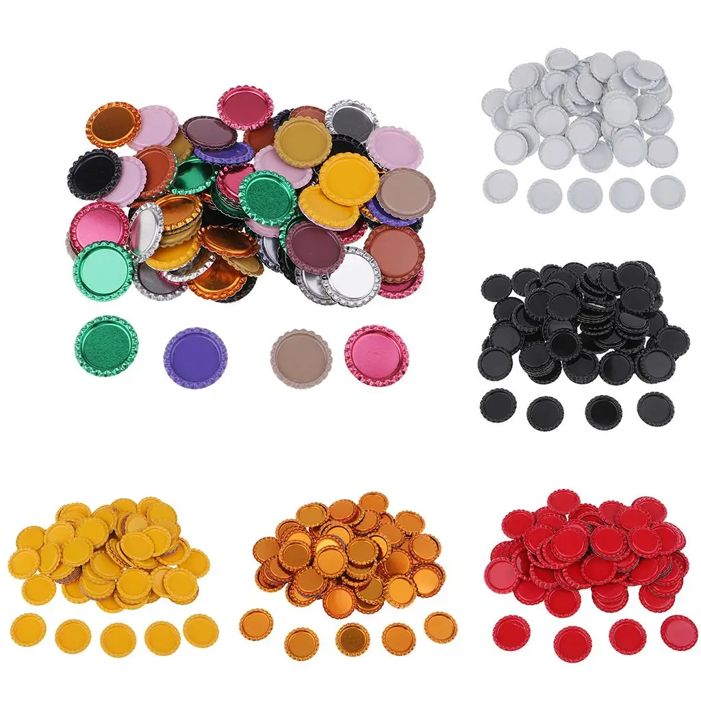 100pcs Flattened Flat Crown Bottle Caps for DIY Hair Bows Pendant Kids Craft