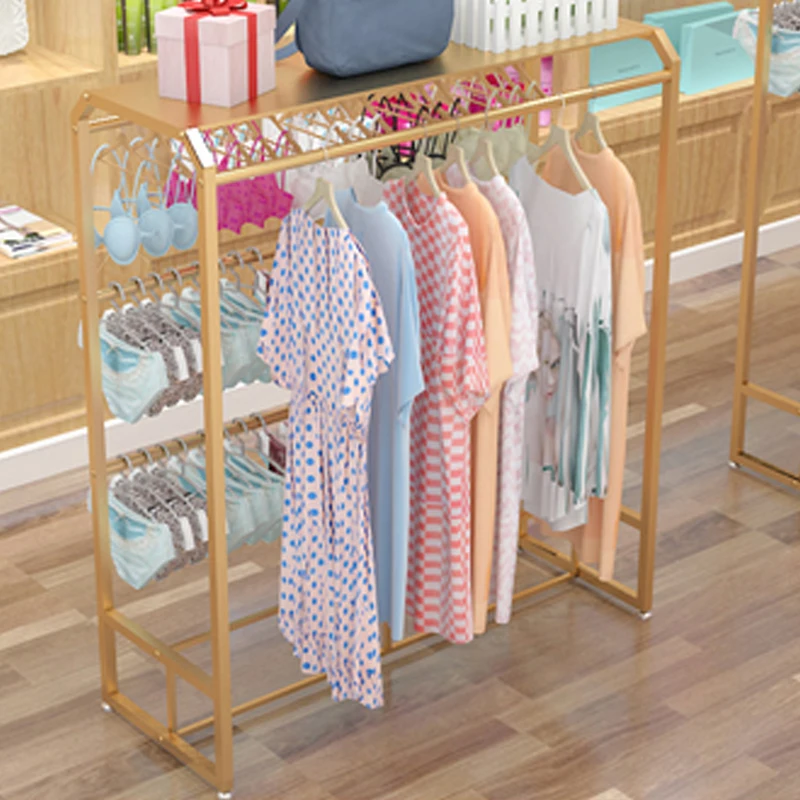 Casa Dupla Face Roupas Rack, Display Personalizado, Decoração Interior, Roupa Interior Rack