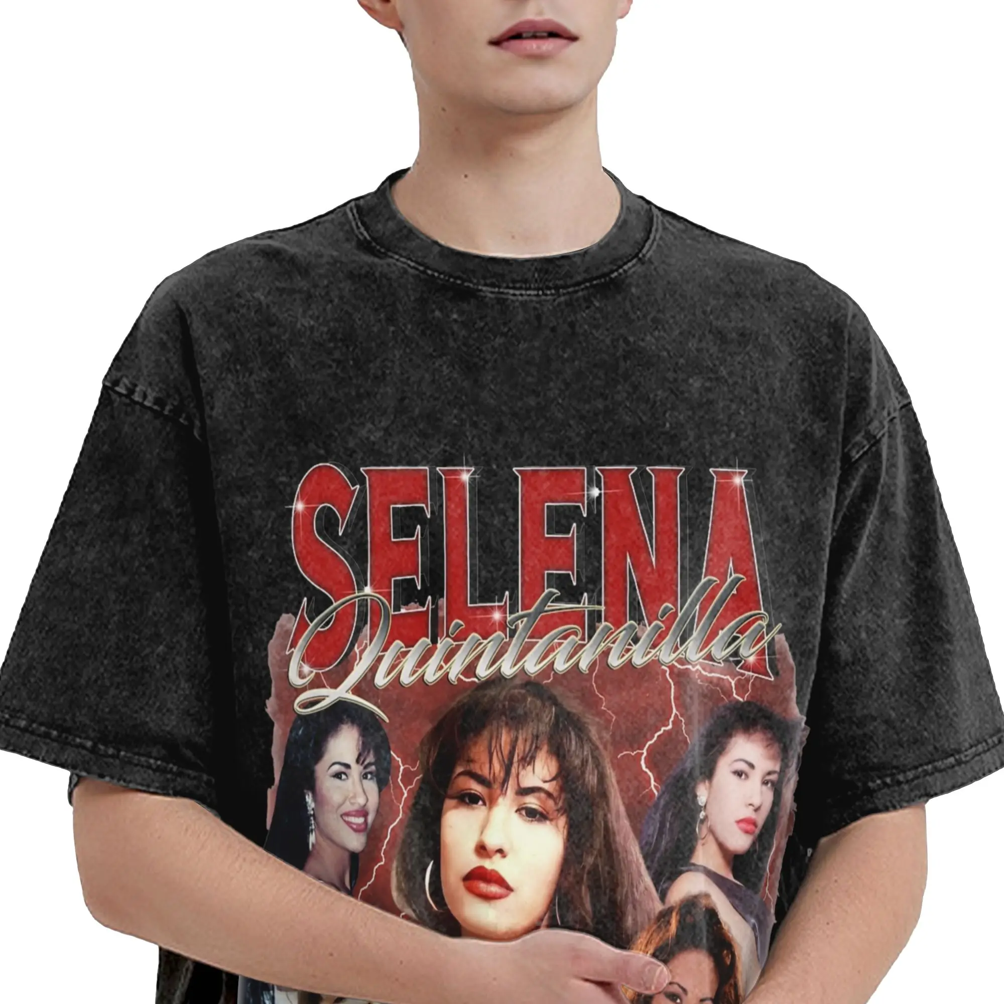 Summer Selena Quintanilla  Washed Shirts Outfit Harajuku T-Shirt  for Men Women Tee