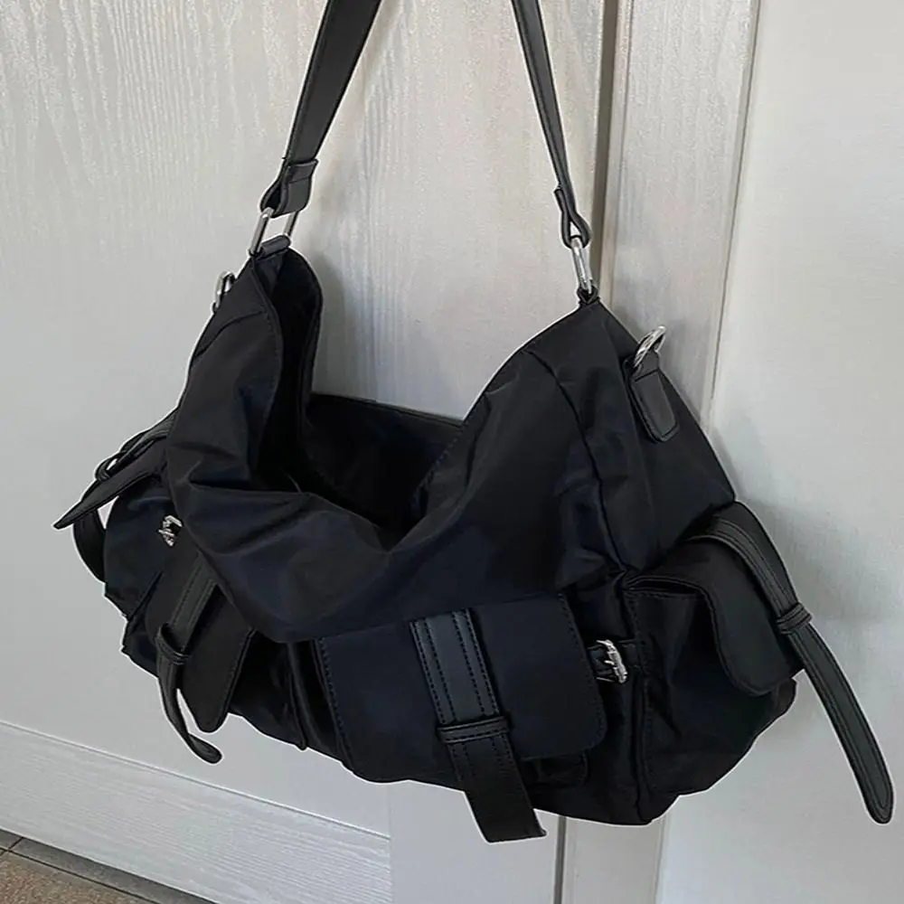 Black Crossbody Bag Trendy All-in-one Oxford Cloth Single Shoulder Bag Large Capacity Diagonal Travel Handbag Daily Life