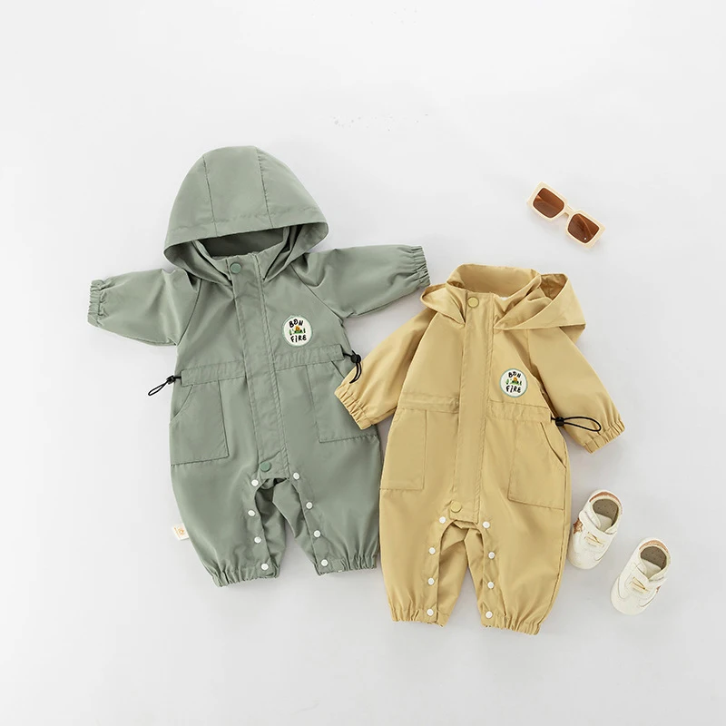 MILANCEL Herfst Baby Romper Outdoor Jas 0-2Y Unisex Baby Casual Dubbellaags Jumpsuit Met Capuchon Peuter Warme Uitloper Kleding