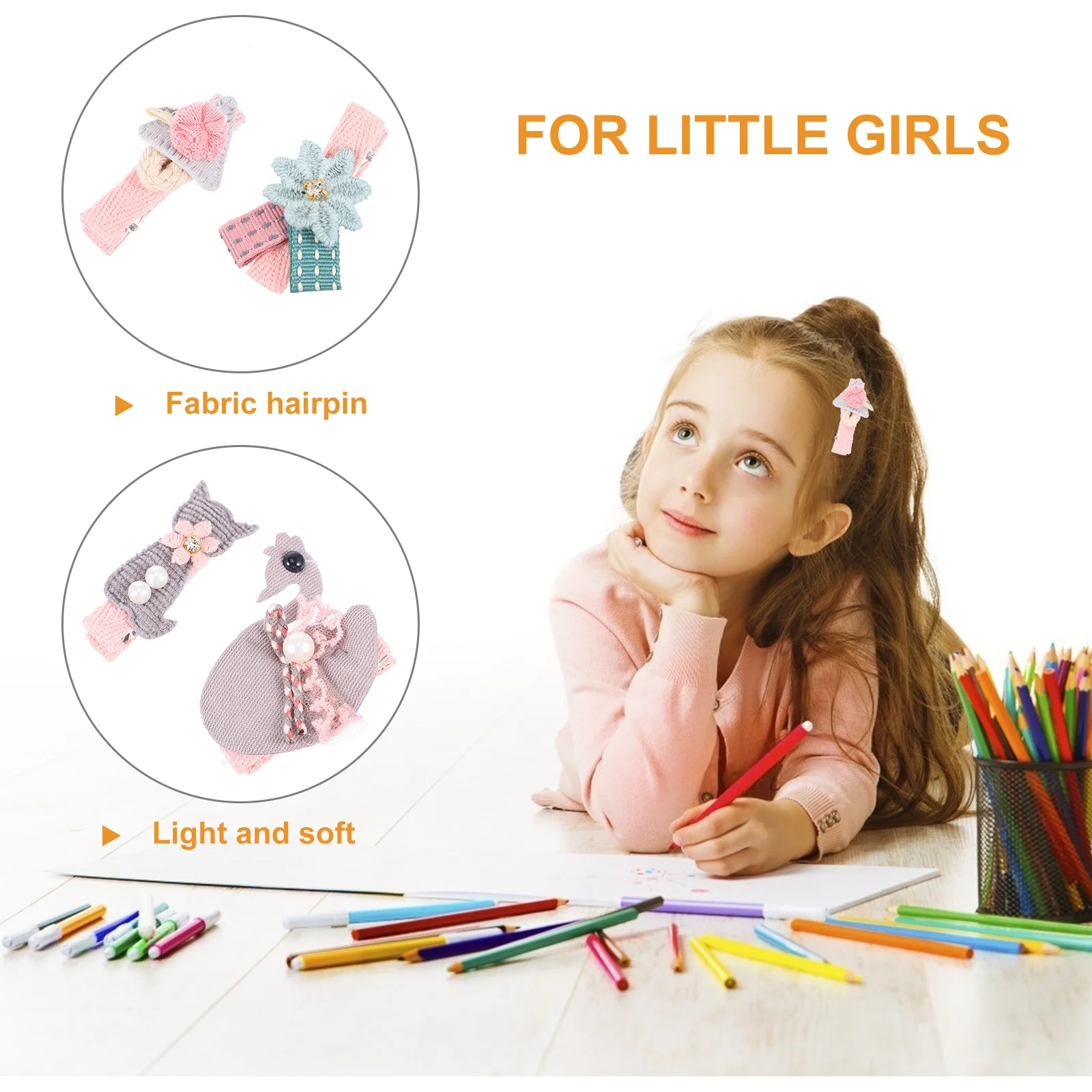 

12Pcs Cartoon Fabric Hair Clips Cute Baby Barrettes Kids Hairpin Accessories Exquisite Design Birthday Party Decorations