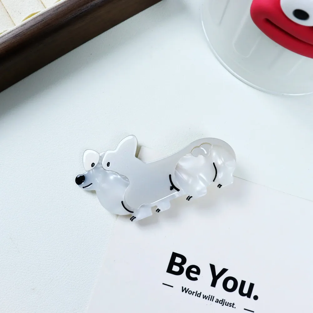Sweet Animal Corgi Hair Clip Cartoon Headwear Acetate Puppy Hair Claw Fashion Creative Dog Hairpin Hair Accessories
