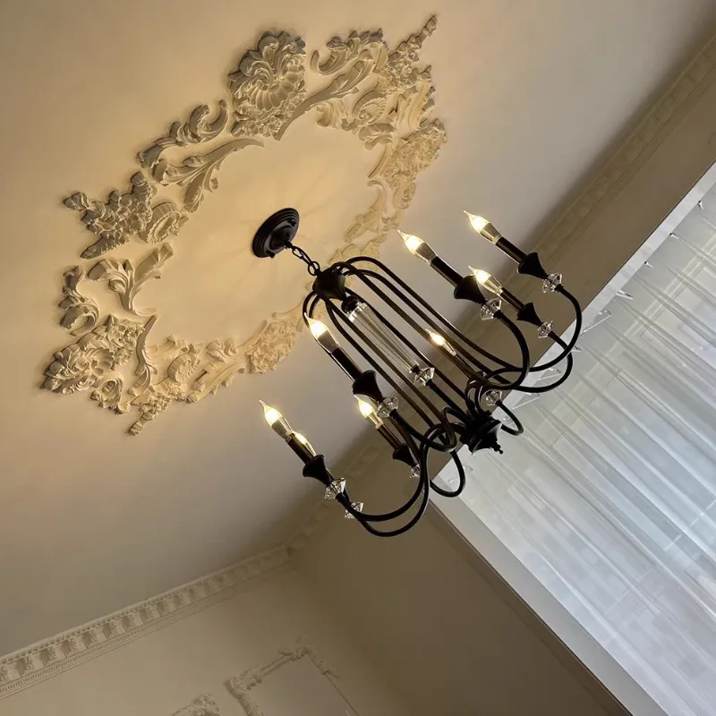 Nanyang style lamps, French-style ancient study, American-style stairs, medieval simple black bedroom lights, dining room