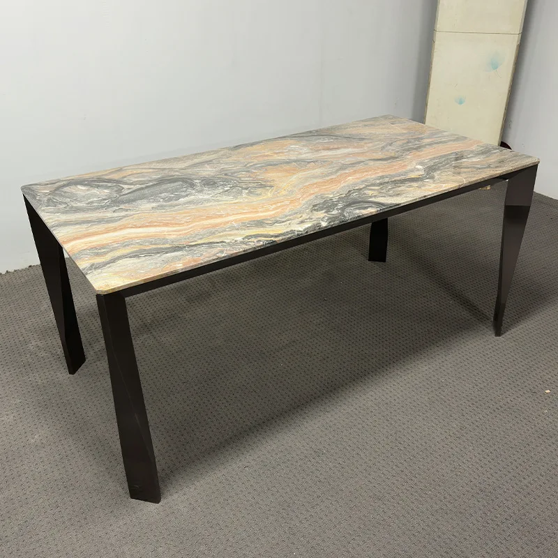 Marble Dining Table Venice Brown Hotel Apartment Clubhouse Villa Restaurant Simple Disassembly Restaurant Table Commercial
