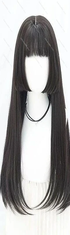 Wig Hime Style Black Long Straight Hair Cosplay Unisex Long Roll Fake Girl Cross Dressing Anime Cosplay Fake Hair