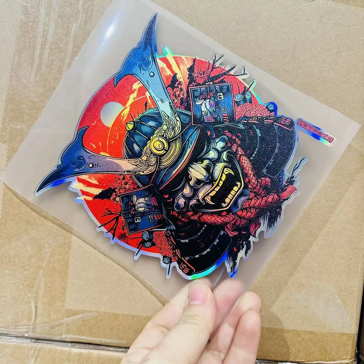 2D Car Stickers, One Laser Reflective Japanese Art Vector Samurai Car Sticker, Motorcycle Stickers,