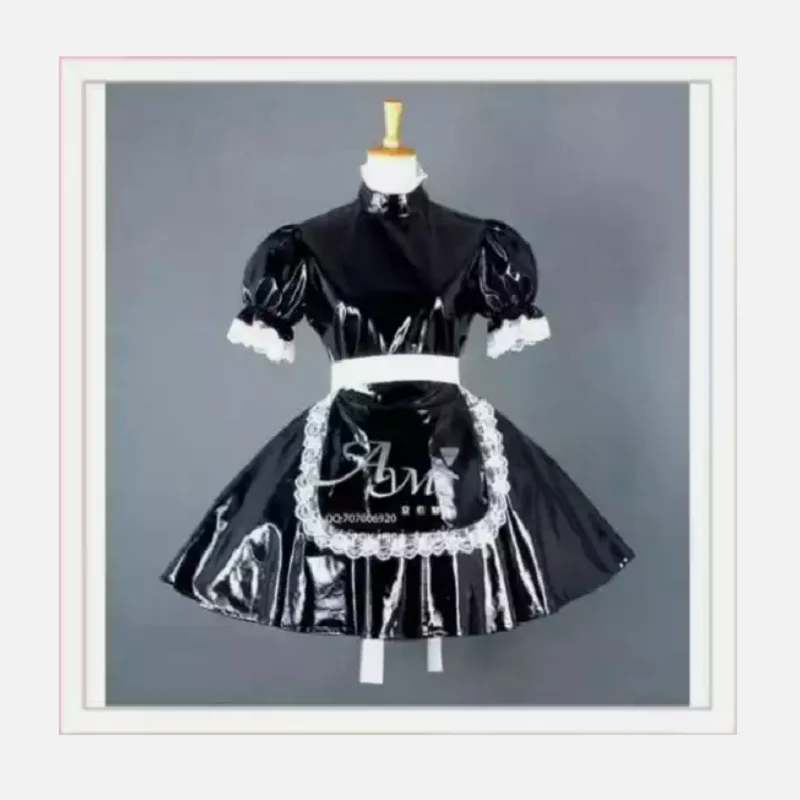 

New hot selling Sissy PVC maid dress lockable cosplay costume customization