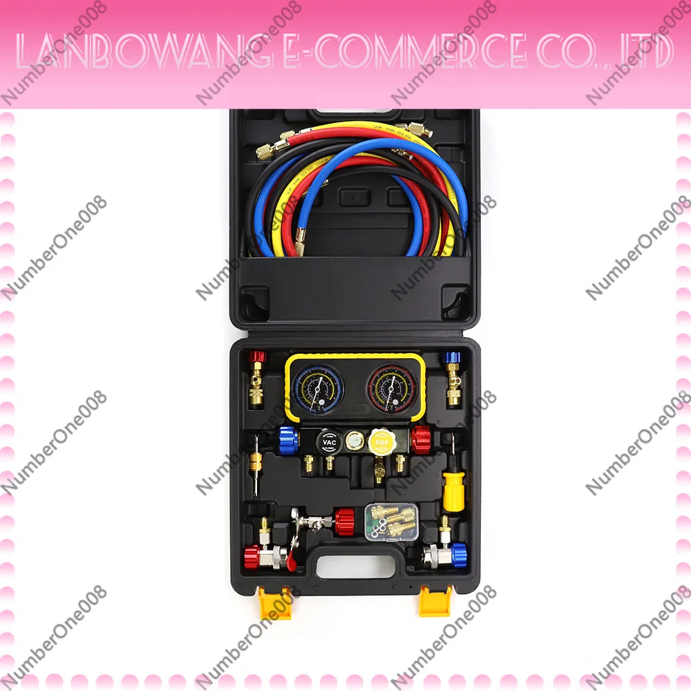 4 Way Manifold Gauge Set R22 R32 R134a R410A Shockproof for Home Car AC