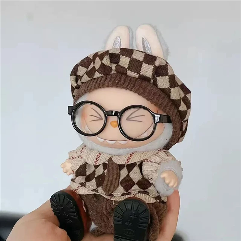 Für 15 17 cm Labubu Puppe Maillard Farbe Braun College Stil Hemd Weste Outfit Kleidung Herbst Kleidung Hut Schuhe Set Zubehör