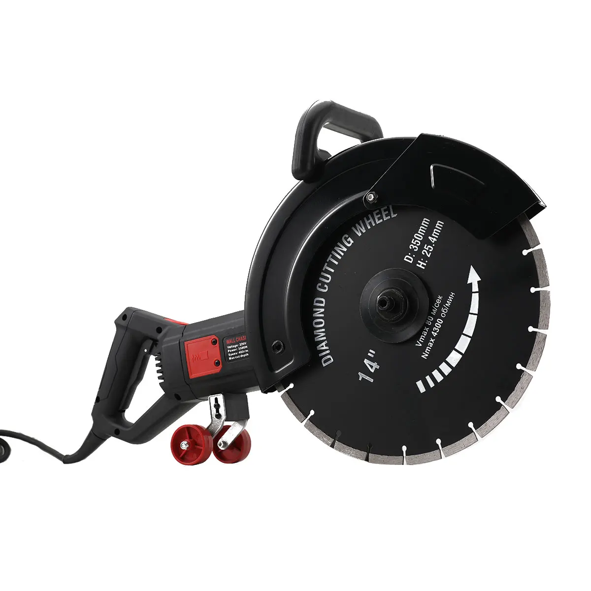 3200W Elektrische Betonsäge, wassergekühlte Schneidemaschine mit 350mm Klinge, handgeführte Kreissäge, staubarme Schlitzfräse – Detail 11