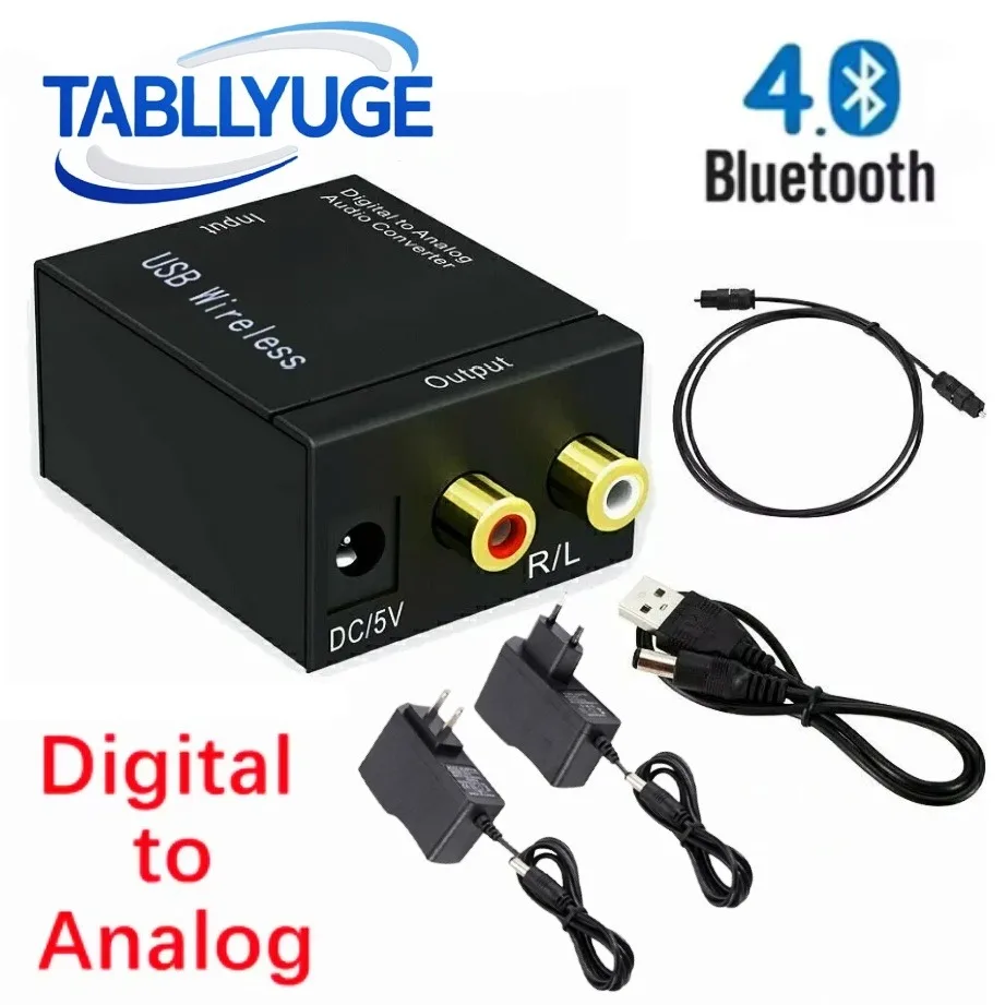 Convertisseur audio numérique-analogique DAC, fibre optique Toslink, signal coaxial vers RCA L/R, prise jack 3,5 mm, décodeur audio DAC, amplificateur