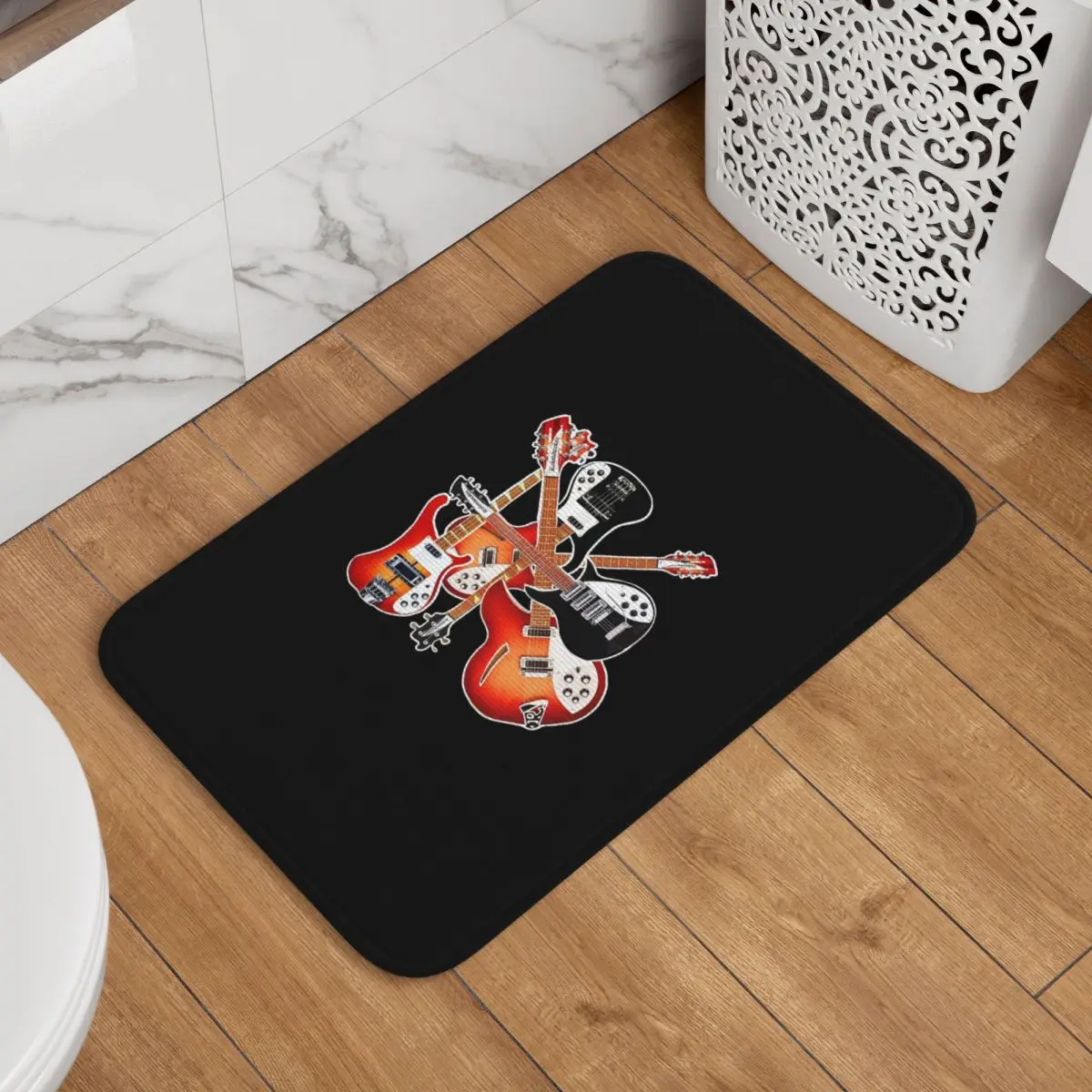 Rickenbacker Guitar Celebration Abstract Art Collage Doormat Durable Carpet Rug Home Floor Mat for Bathroom Footpad Mats