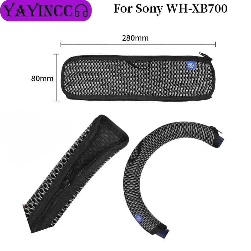 

Universal Full Closure Headphone Headband For Sony WH-XB700 Headpad Mesh fabric zipper head beam protective cover