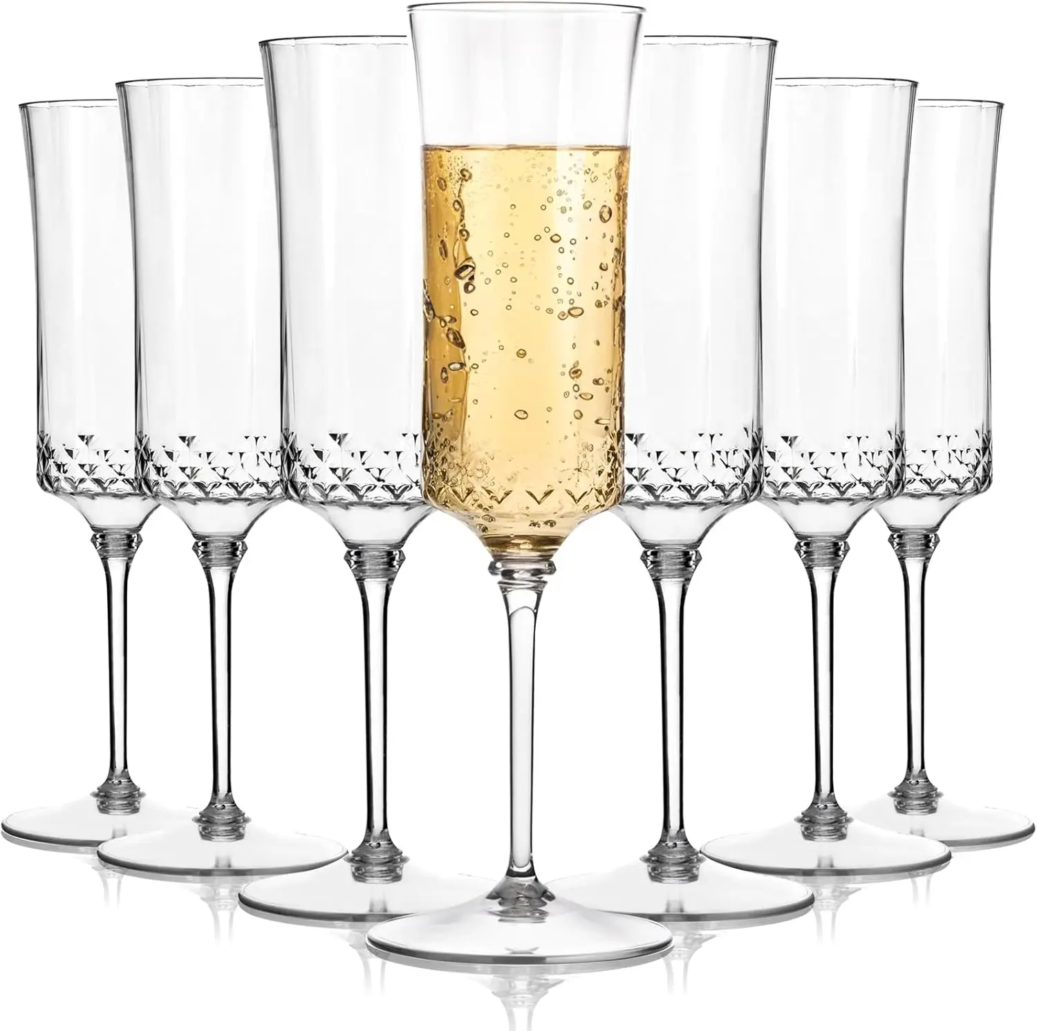 

20 Pack 7oz Clear Plastic Champagne Flutes - Durable Toasting Glasses for Party, Wedding, Birthday