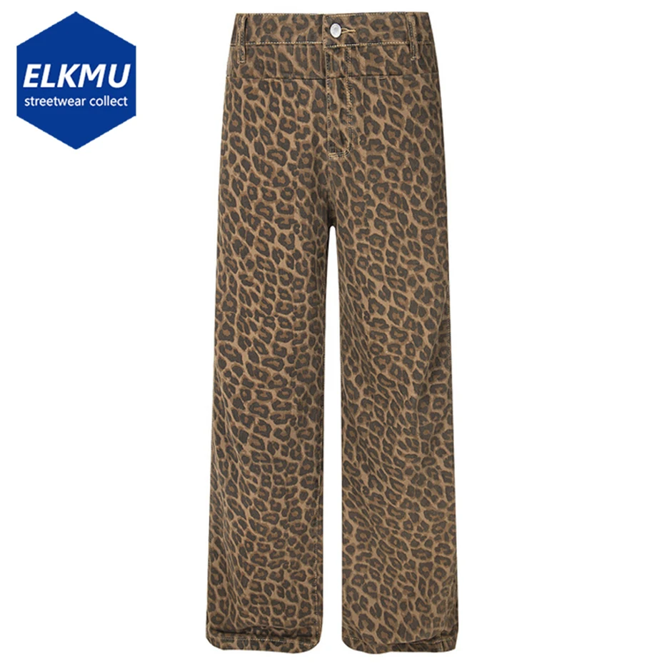

Leopard Jeans Vintage Loose Straight Denim Pants Unisex Streetwear Harajuku Hip Hop Jeans Trousers