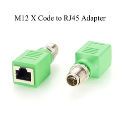 M12 X-Coded 8 Pin to RJ45 Adapter IP67 M12 to RJ45 Cat6 Industrial Ethernet Shielded Connector for Industrial Camera GigE Vision