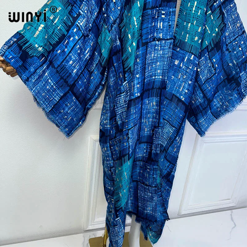 WINYI-Cardigan kimono d'été pour femmes, vêtements de plage, élégant, abaya, sexy, manteau long, couverture musulmane