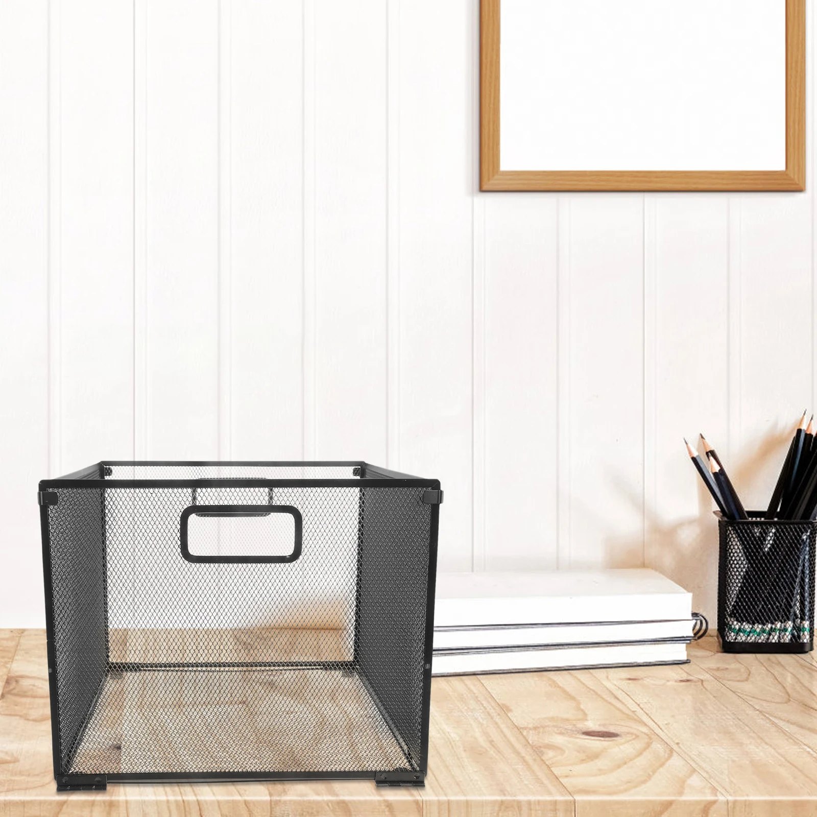 

File Box Storage Basket Iron Mesh Document Holder Desktop Organizer Magazine Rack Book Shelf Filing Container