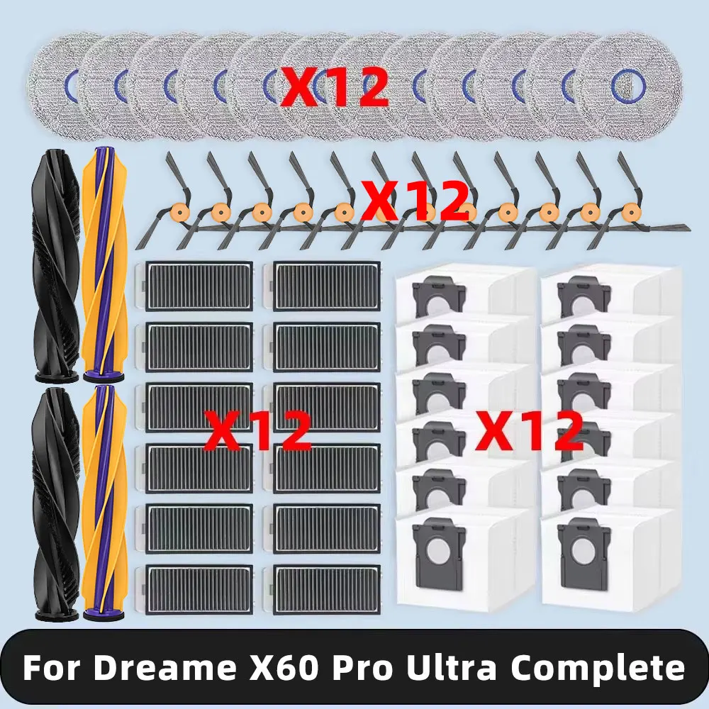 Compatible For ( Dreame X60 Pro Ultra Complete ) Replacement Parts Accessories Main Side Brush Mop Pad Dust Bag Filter