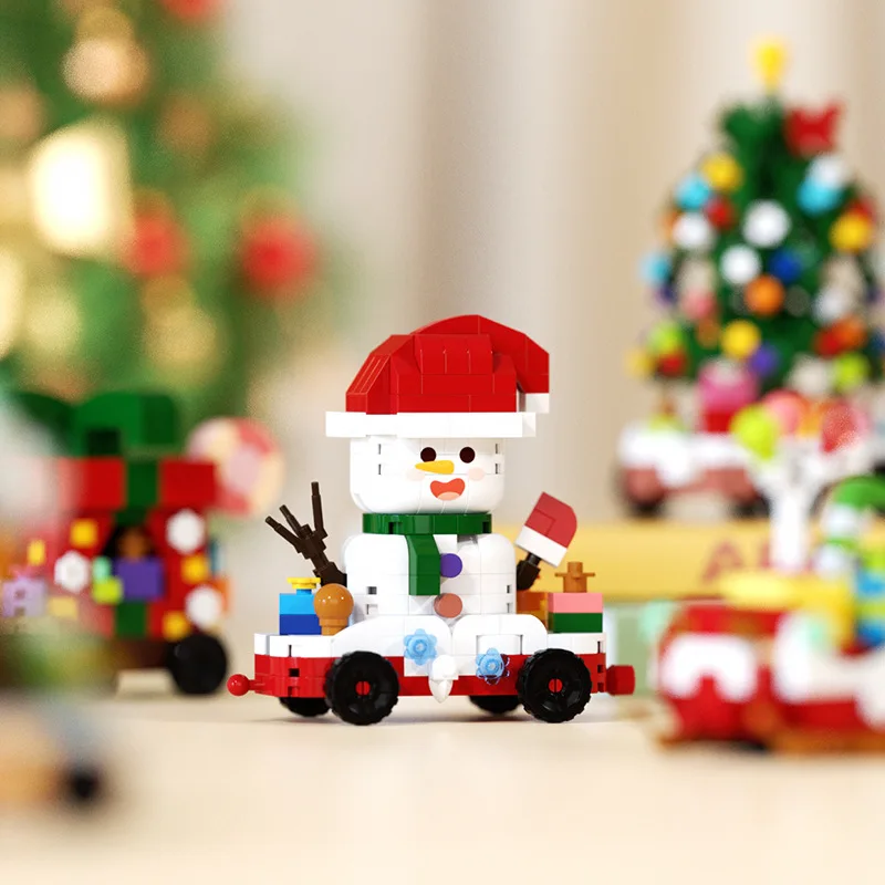 รถไฟคริสต์มาส ตัวต่อไมโครบล็อก ของเล่นสำหรับเด็ก ของขวัญวันเกิด ของขวัญคริสต์มาส บล็อกเพชรคริสต์มาส ของเล่นเด็ก DIY