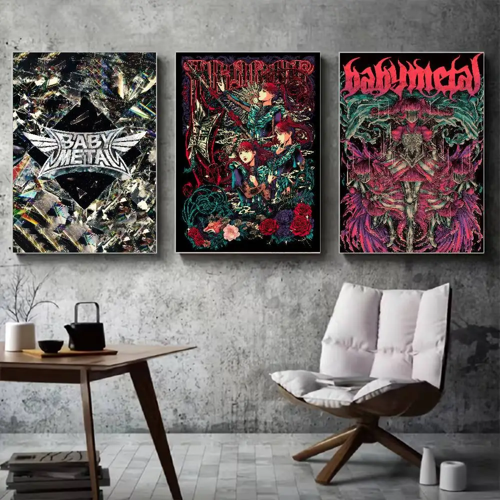 Rock Music Band B-BABYMETAL Poster for Modern Decor in Home Offices, Bedrooms, Living Rooms, Kitchens, Bathrooms.