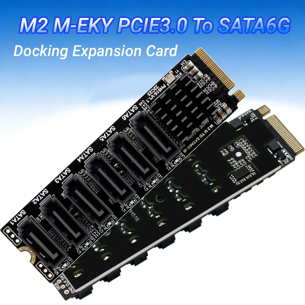 

M2 M-EKY PCIE3.0 To SATA6G Docking Expansion Card 6 Port Transfer Expansion Card PCI Expansion Card for Hard Disk Support SATA