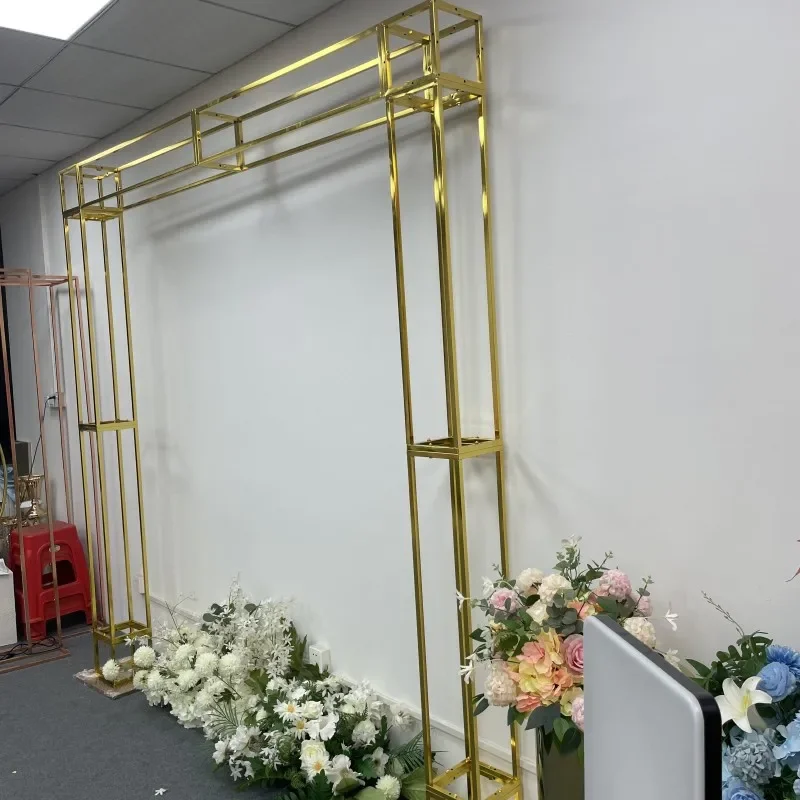 Quadratischer Vergoldeter Eiserner Bildschirmrahmen Blumenständer Personalisierte Dekoration Hochzeits-Hintergrund Bühnen-Kulisse Event-Party-Zubehör – Detail 3