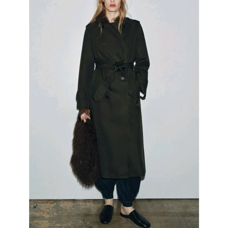 Neue Herbst frauen matte Sle Mantel mit Gürtel Wasserdicht Zweireiher Kragen Lange Sve Windjacke Oberbekleidung